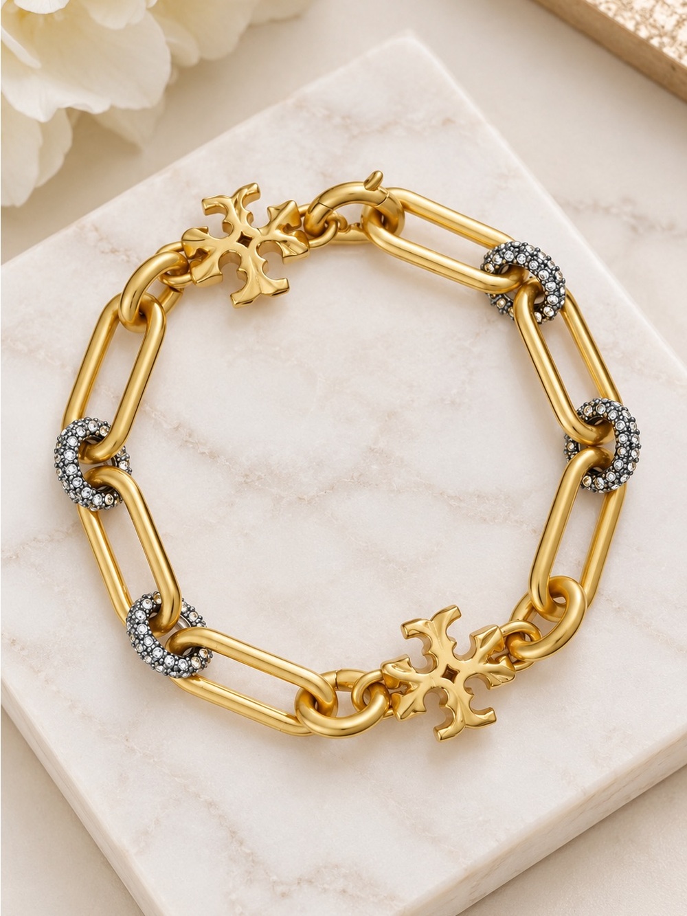 Tory Burch Roxanne chain pave bracelet